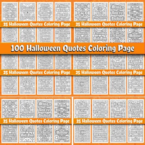 100 Halloween Quotes Coloring Page cover image.