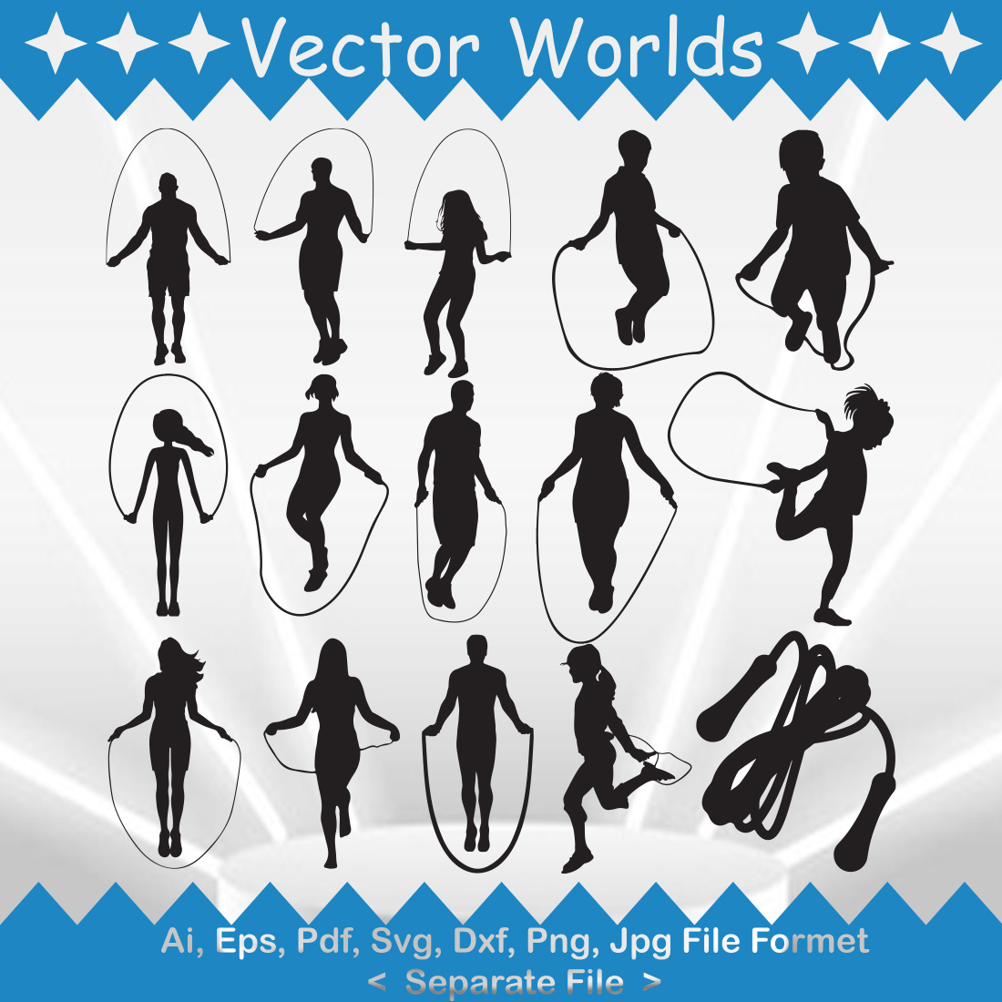 Jumping Rope SVG Vector Design preview image.