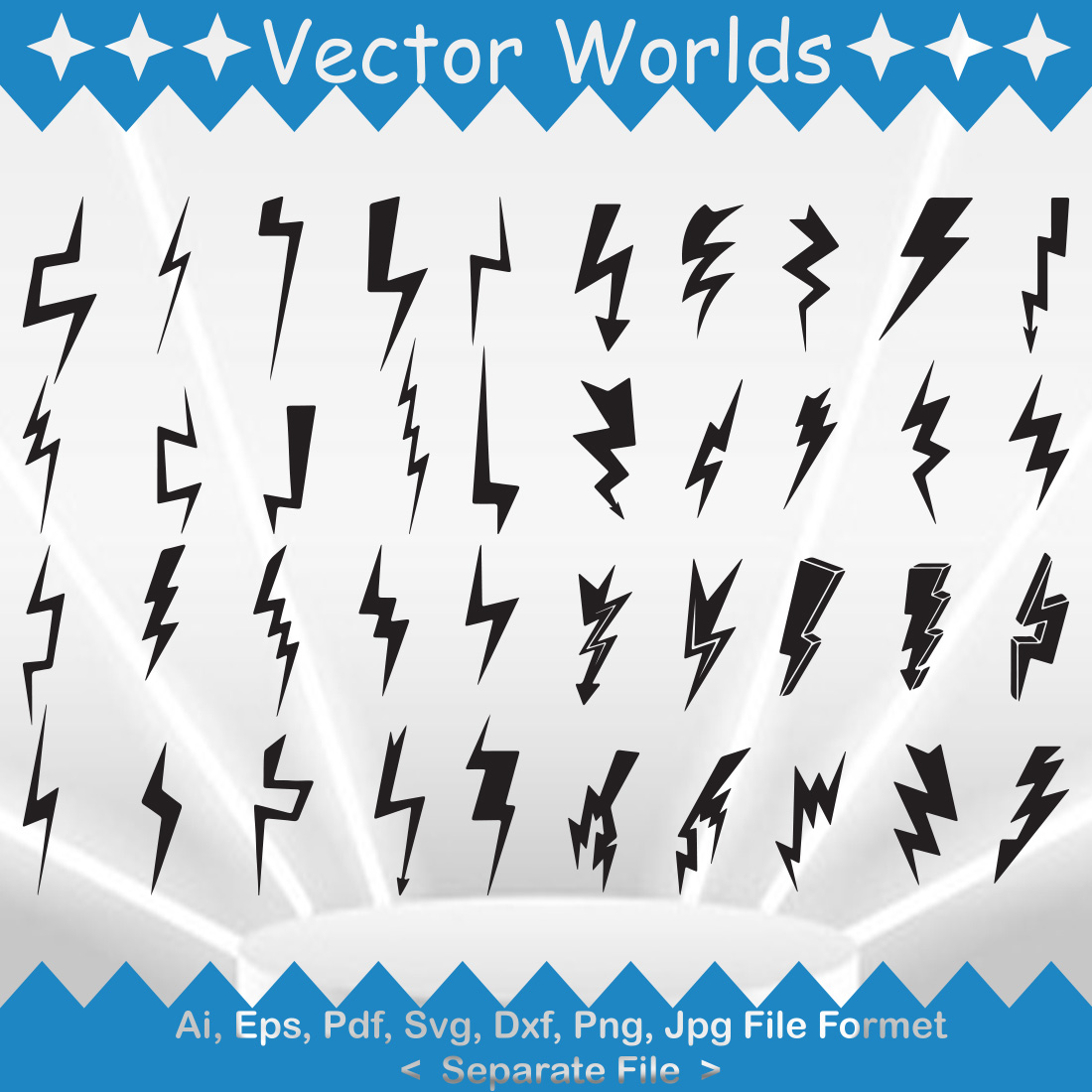 Lightning Bolt SVG Vector Design preview image.