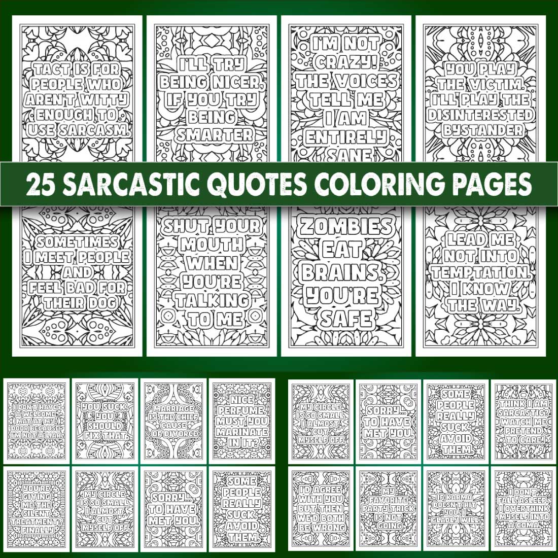 Sarcastic Quotes Coloring Page for Adults KDP cover image.