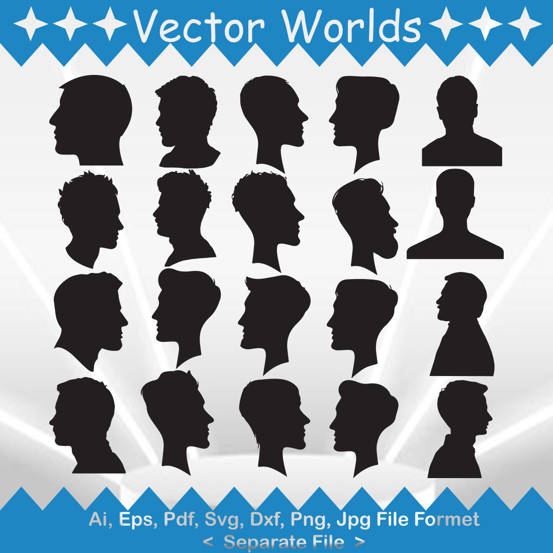 Man Heads SVG Vector Design preview image.