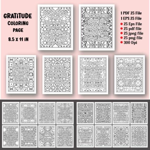 Gratitude Quotes Coloring page cover image.