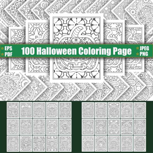 100 Halloween Coloring Page cover image.