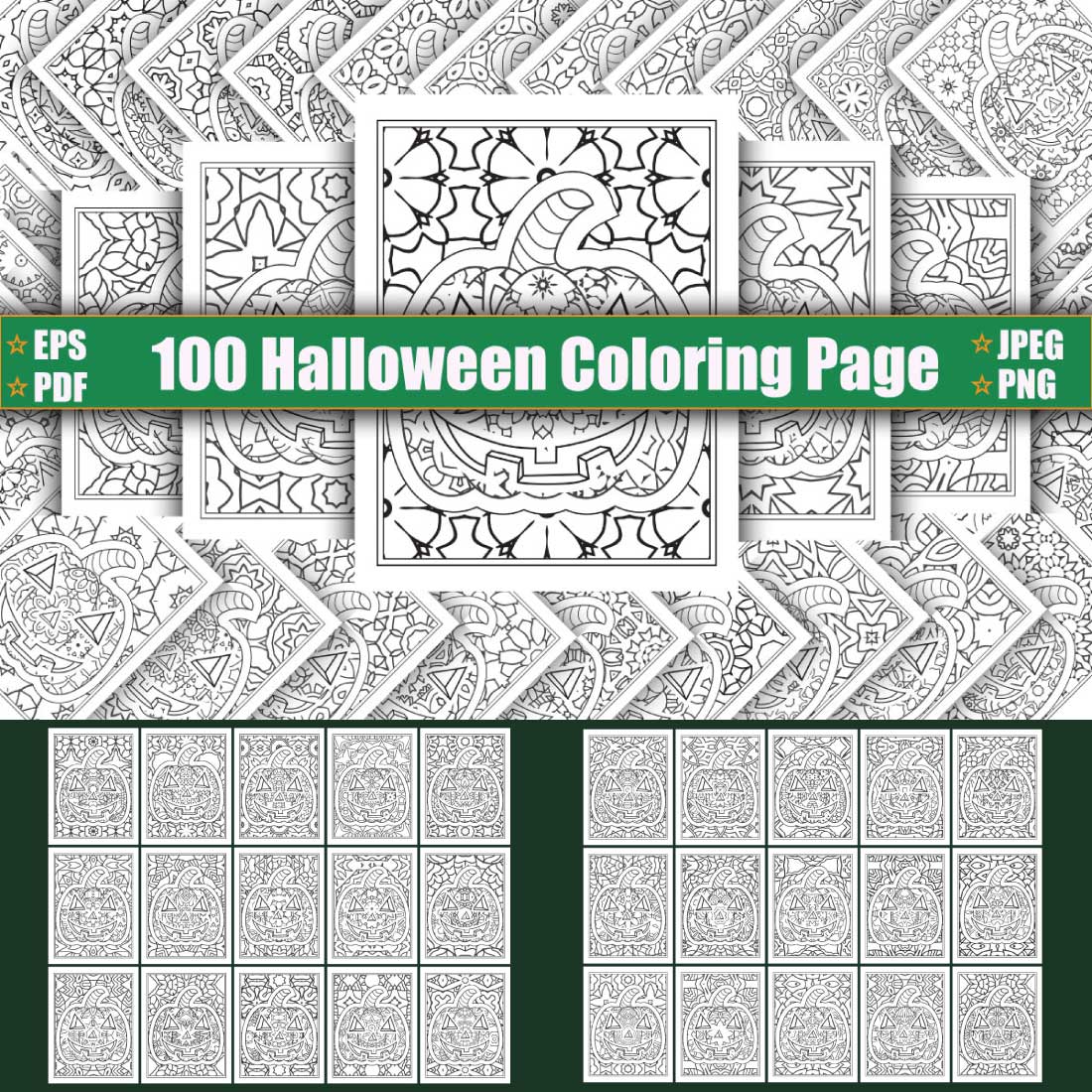 100 Halloween Coloring Page cover image.