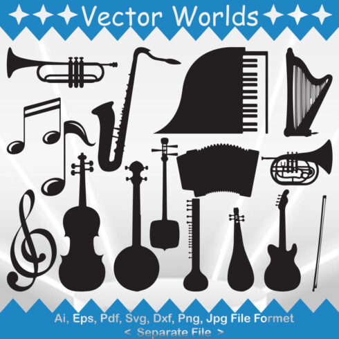 Musical Instruments SVG Vector Design cover image.