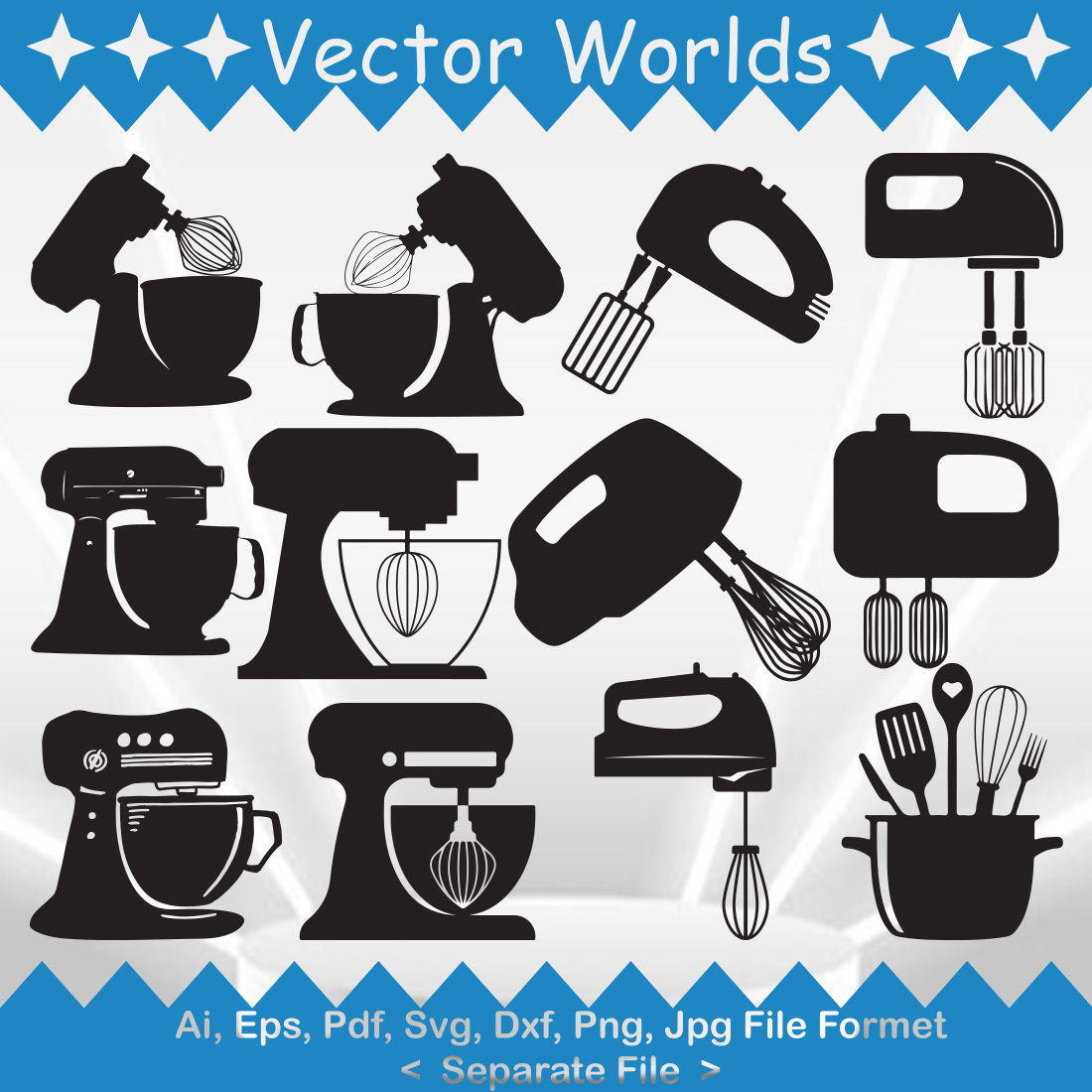 Kitchen Mixer SVG Vector Design preview image.