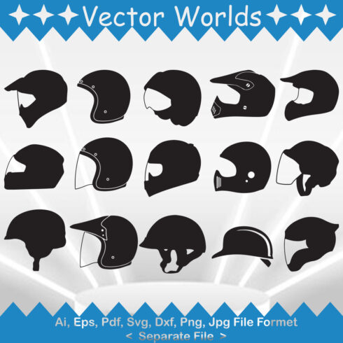Motorcycle Helmet SVG Vector Design cover image.