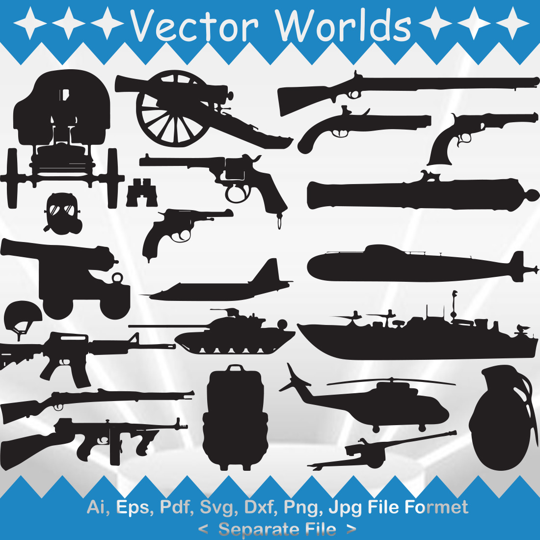 Military Weapons SVG Vector Design preview image.