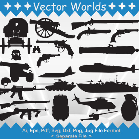 Military Weapons SVG Vector Design cover image.