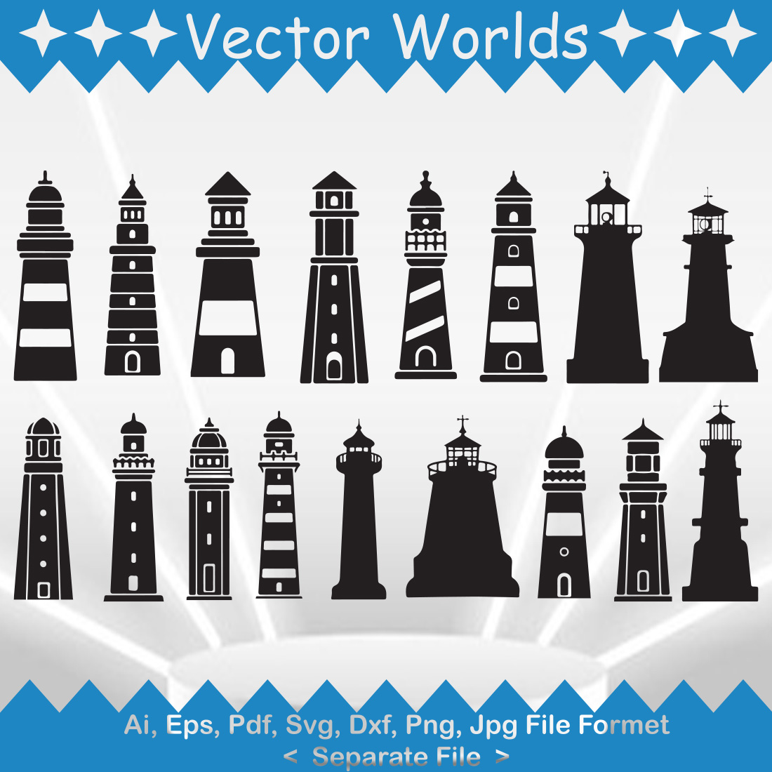 Lighthouse SVG Vector Design preview image.