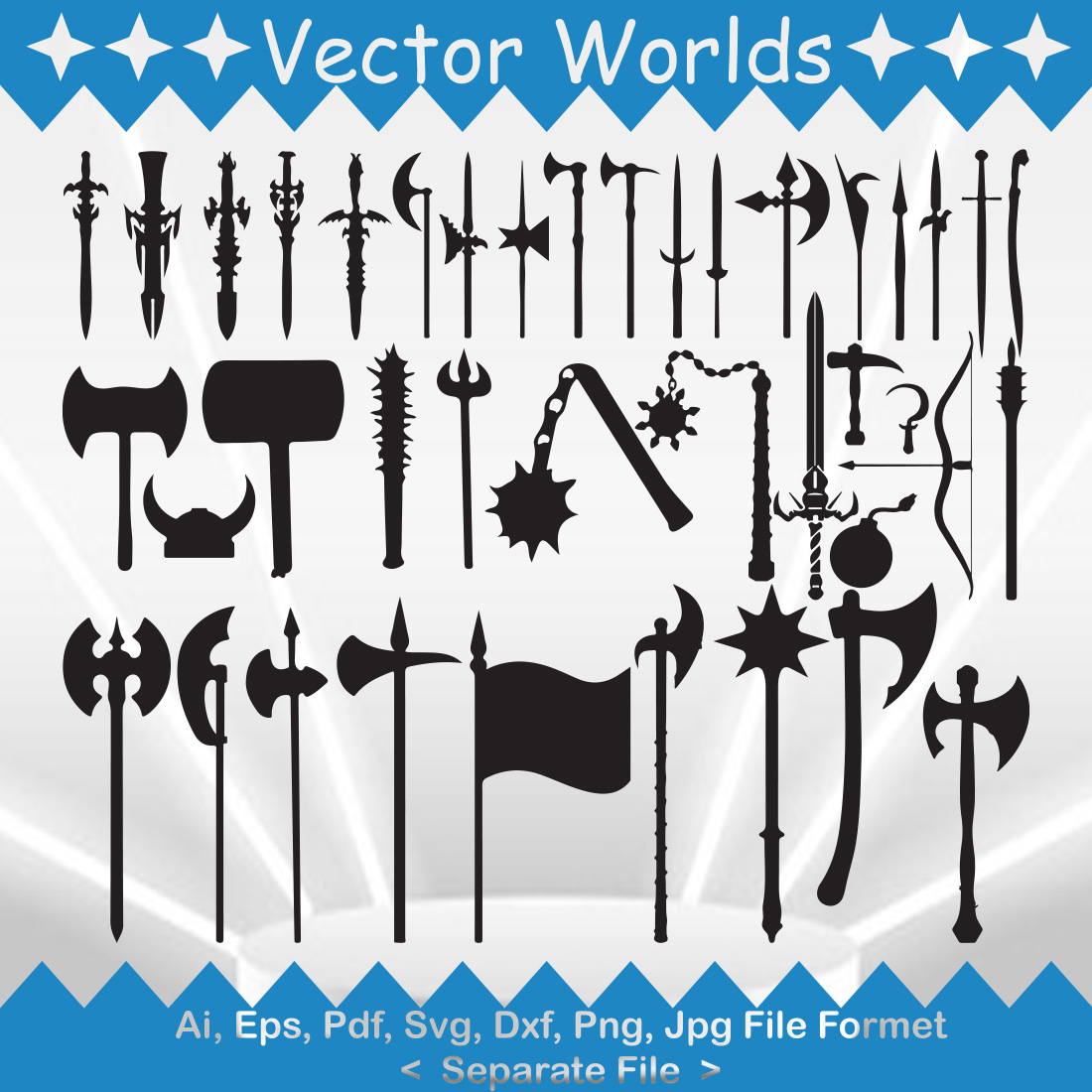 Medieval Weapon SVG Vector Design preview image.