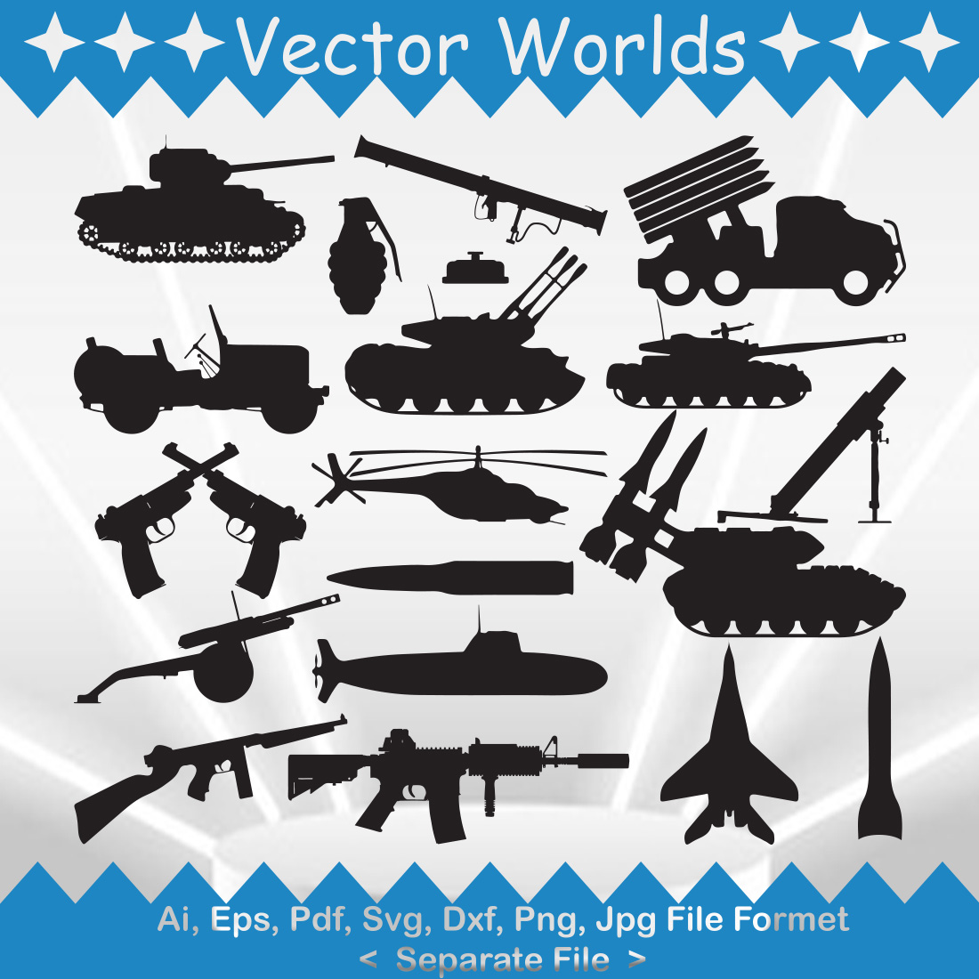 Isolated War Equipment SVG Vector Design preview image.