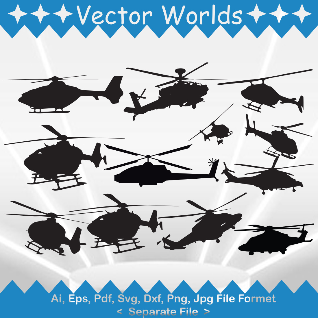 Helicopter SVG Vector Design preview image.