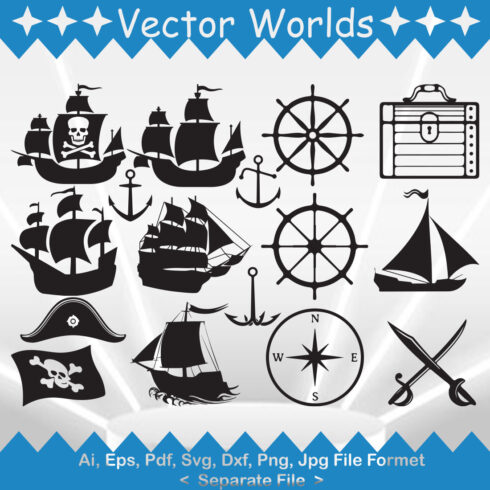 Pirate Ship SVG Vector Design cover image.