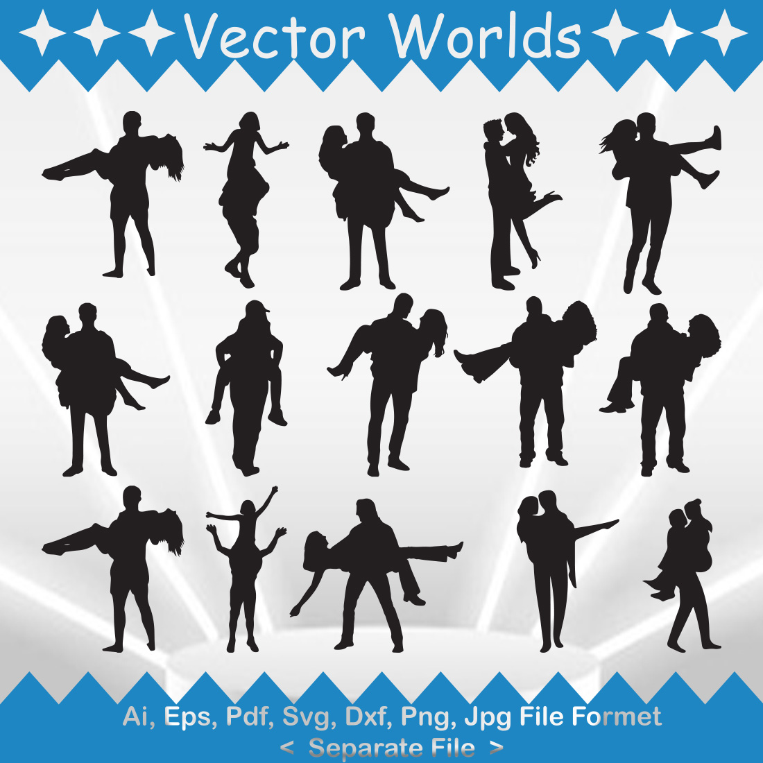 Man Carrying Woman SVG Vector Design preview image.