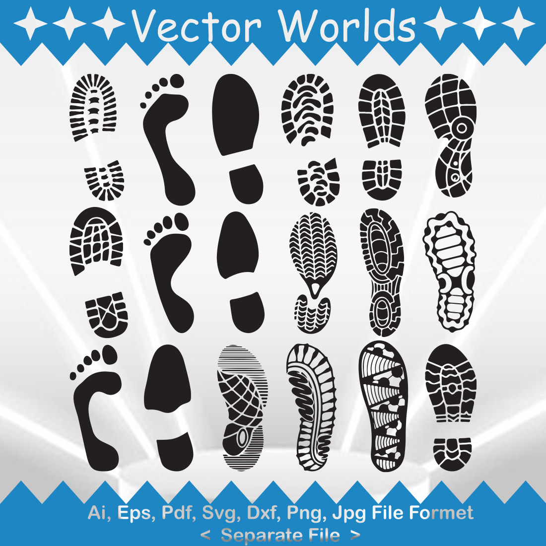 Human Shoes Footprints SVG Vector Design preview image.