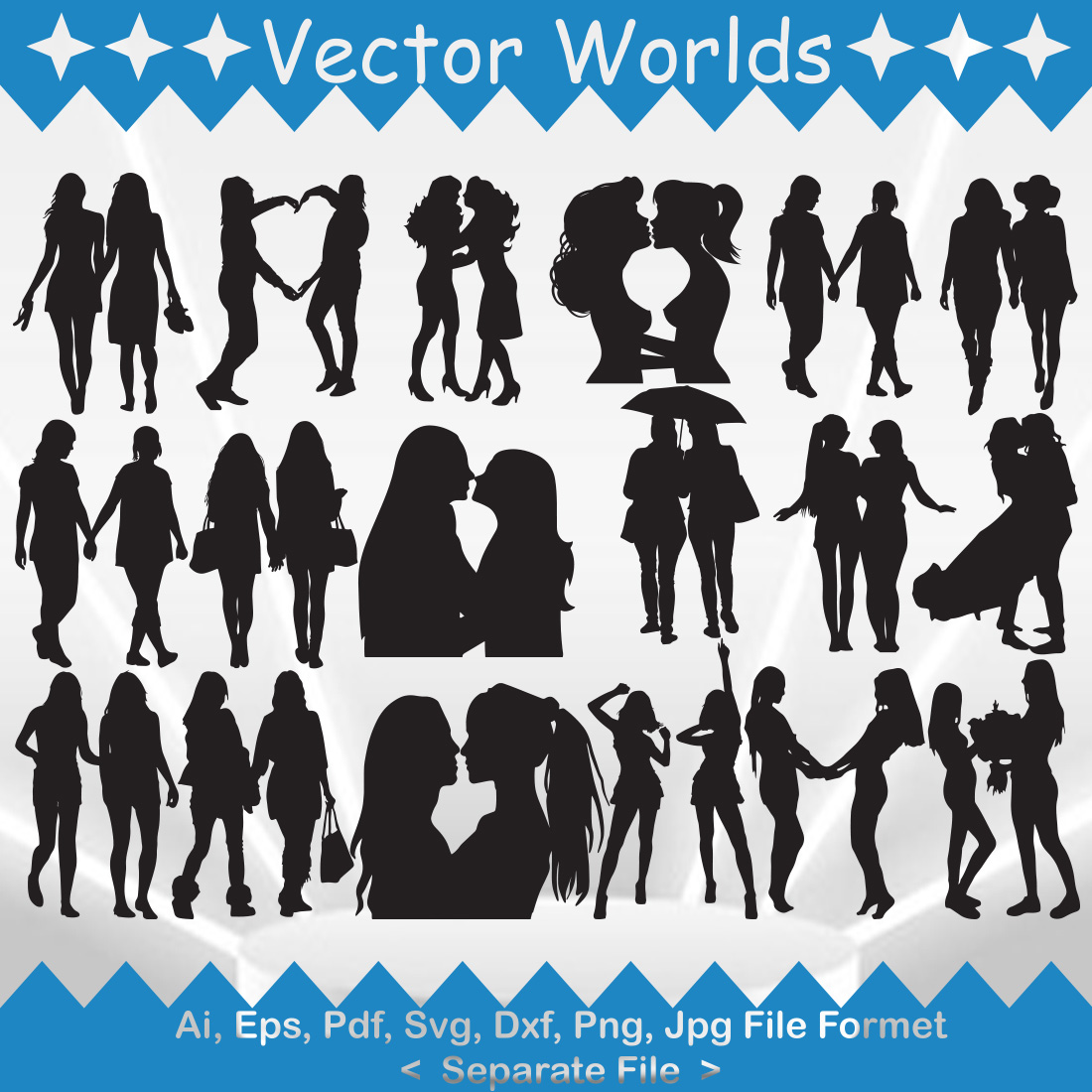 Lesbian Couple SVG Vector Design preview image.