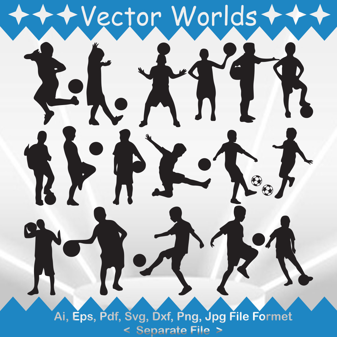 Junior Soccer Player SVG Vector Design cover image.