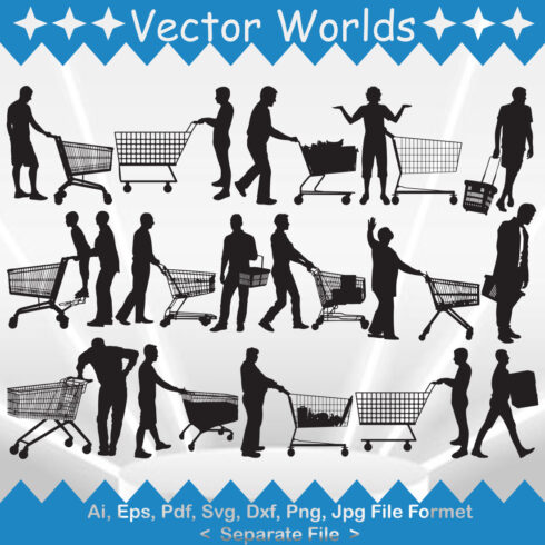 Man With Shopping Cart SVG Vector Design cover image.