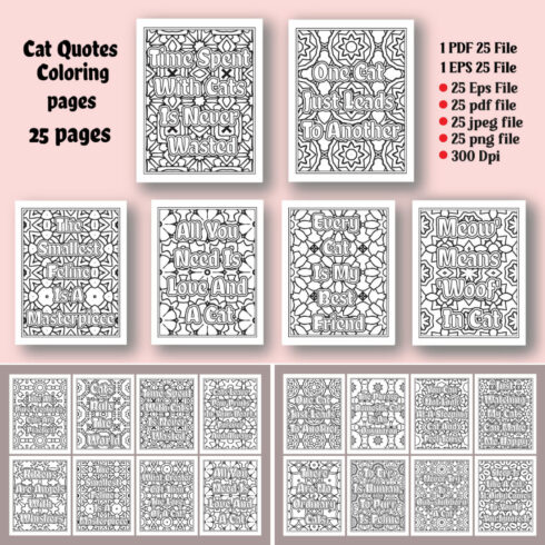 Cat Quotes Coloring Page for Adults KDP cover image.