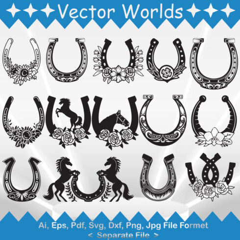 Horseshoe with flower SVG Vector Design cover image.