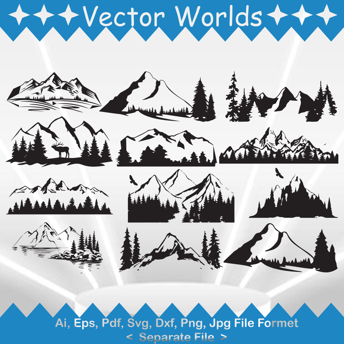 Mountain Scenery SVG Vector Design cover image.