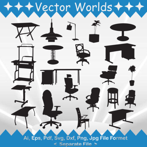 Office Furniture Set SVG Vector Design cover image.