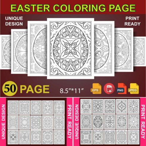 Easter day egg coloring book 50 Page Bundle cover image.