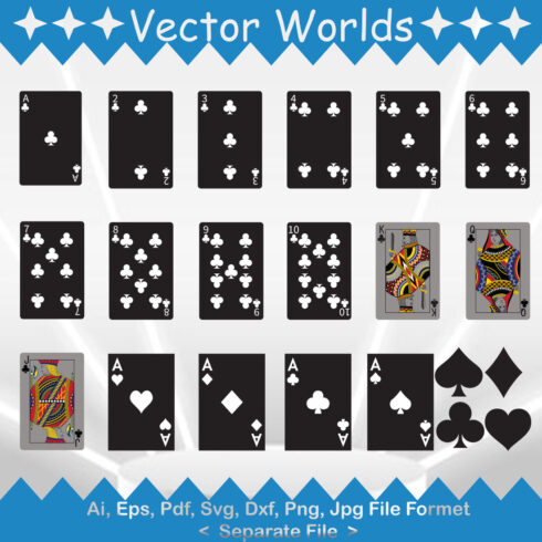 Playing Cards SVG Vector Design cover image.