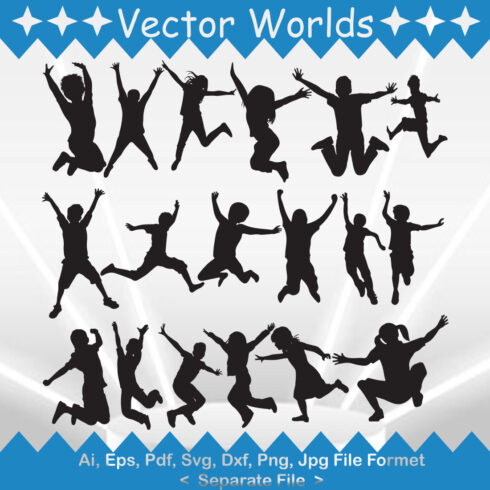 Kids Jump SVG Vector Design cover image.