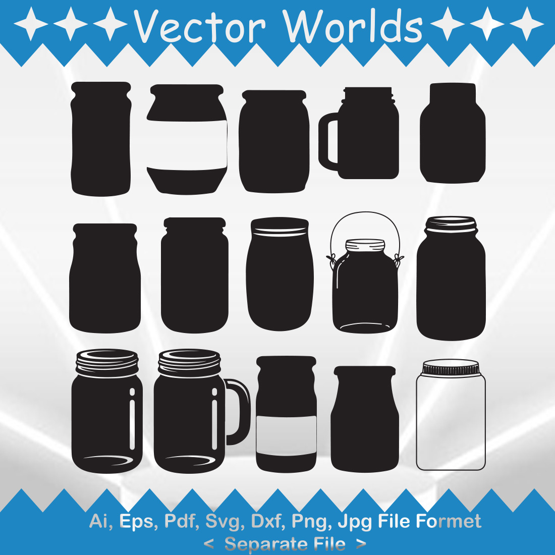 Mason Jars SVG Vector Design preview image.