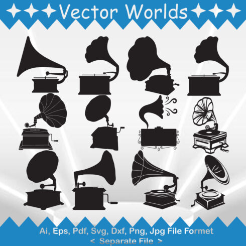Phonograph SVG Vector Design cover image.