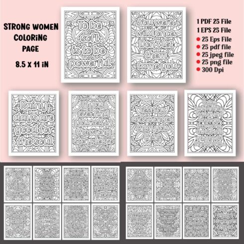 Strong Women Quotes Coloring Page for Adults KDP cover image.
