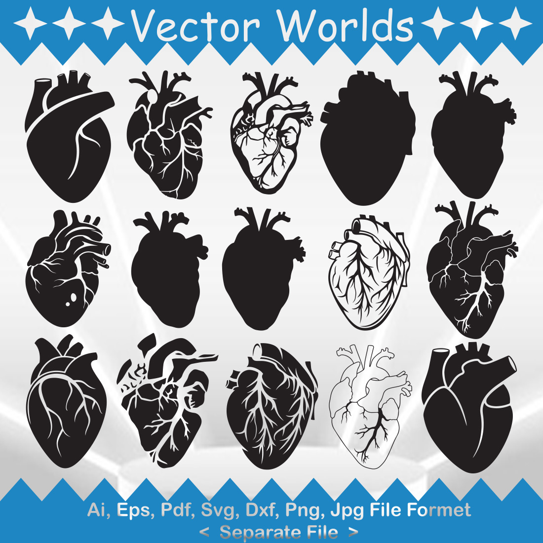 Human Heart SVG Vector Design preview image.