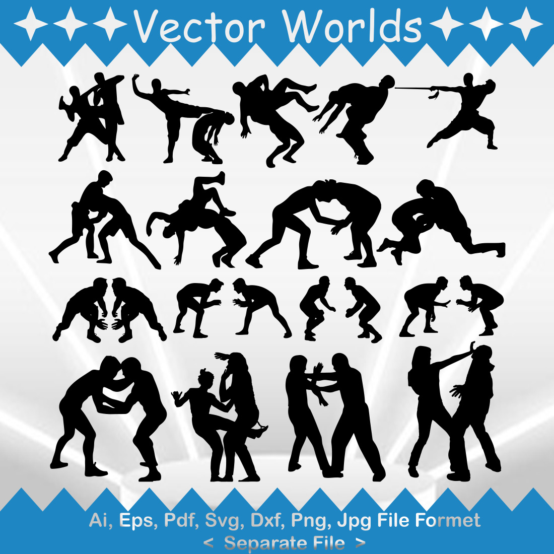 Kung Fu Figth SVG Vector Design preview image.