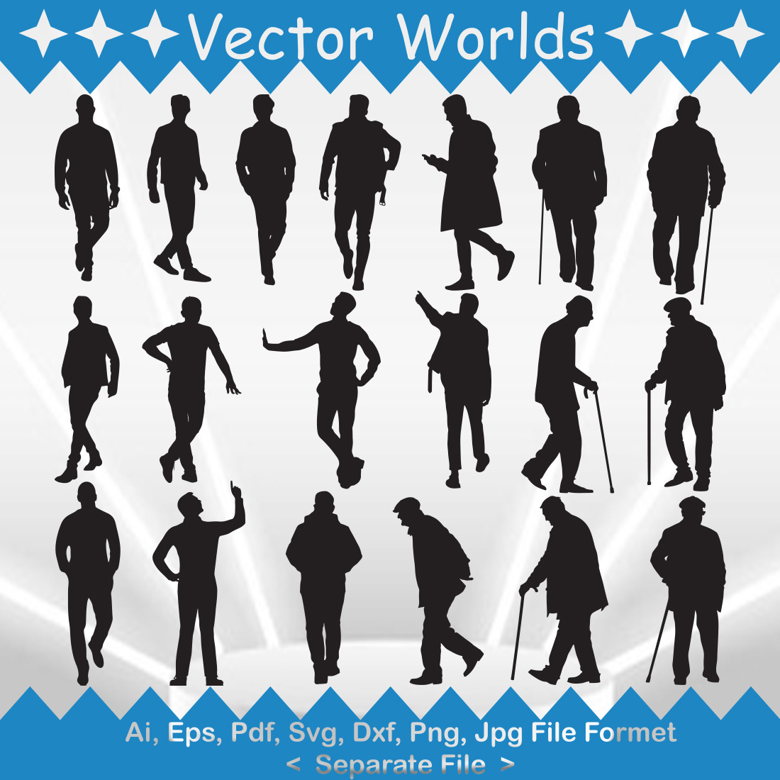Man Walking SVG Vector Design preview image.