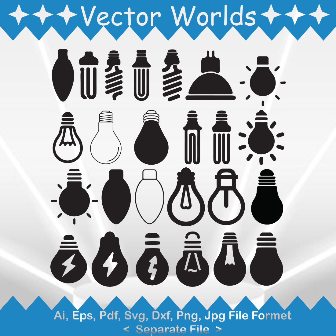 Light Bulb SVG Vector Design preview image.