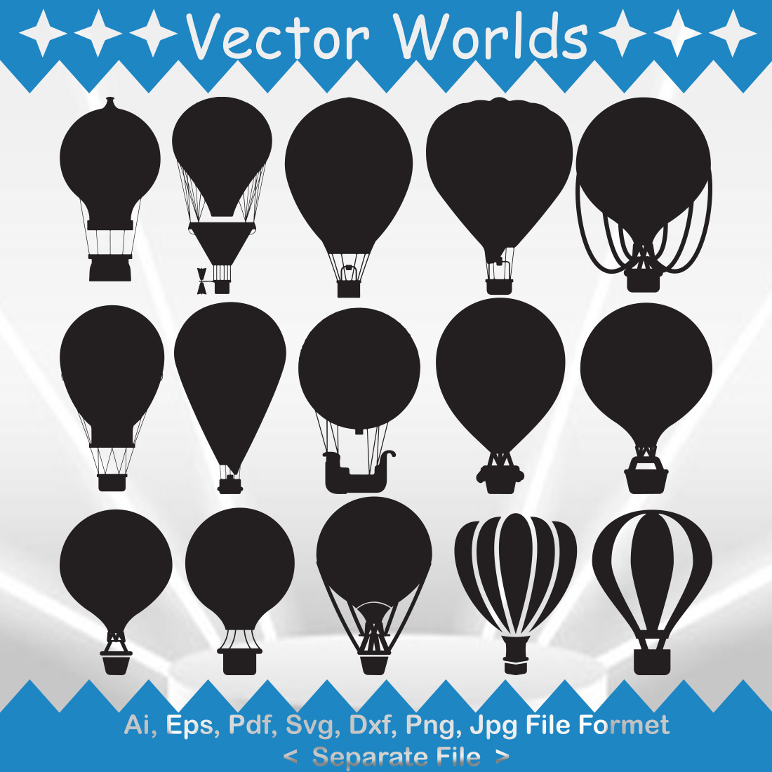 Hot Air Balloon SVG Vector Design preview image.