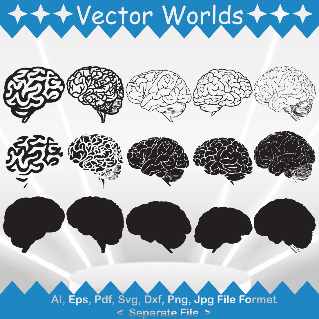 Human Brain SVG Vector Design preview image.