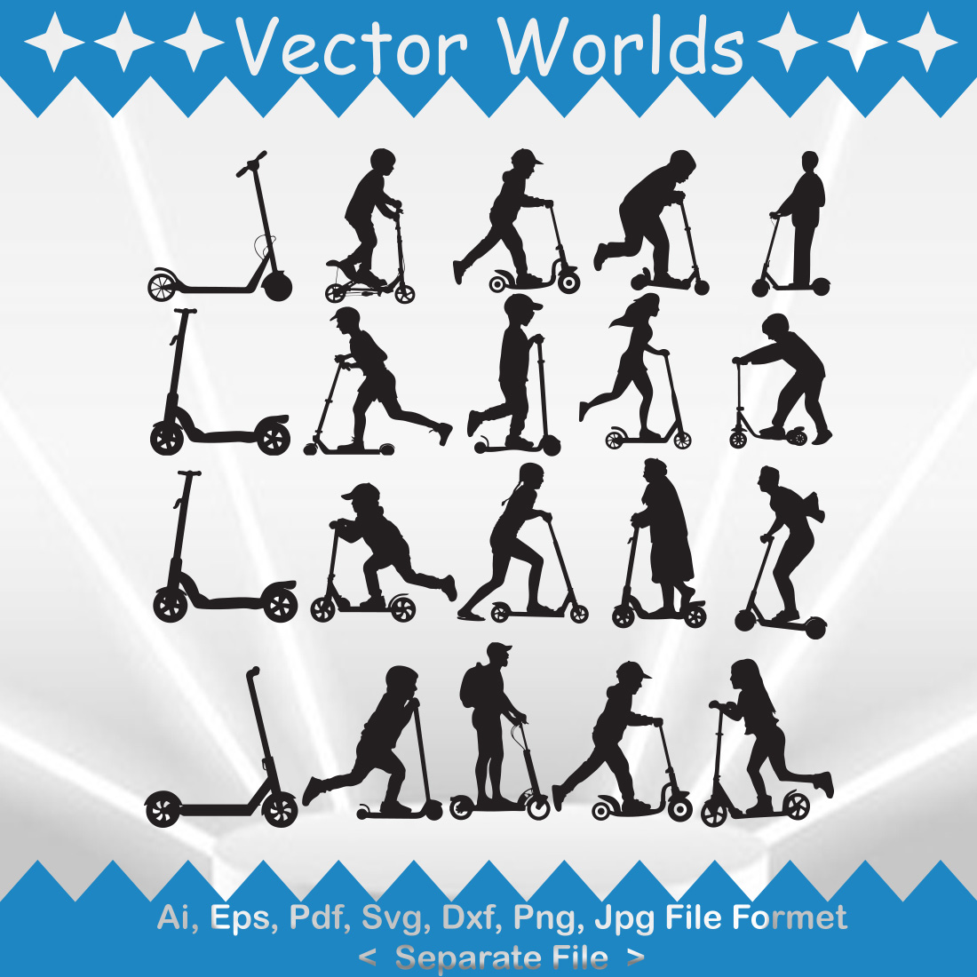 Kick Scooter SVG Vector Design cover image.
