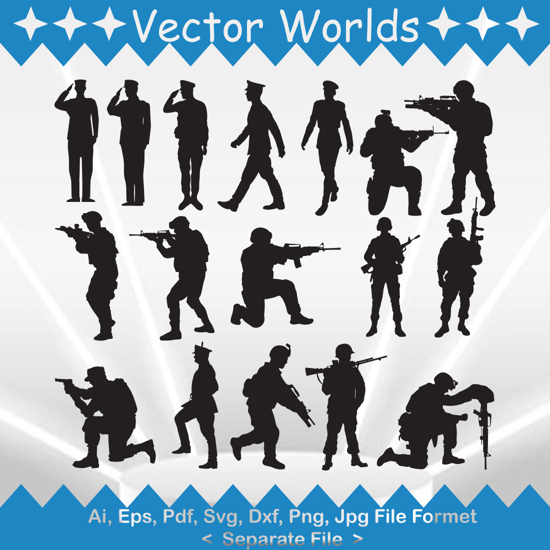 Military Man SVG Vector Design preview image.