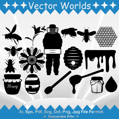 Honey Bees SVG Vector Design cover image.