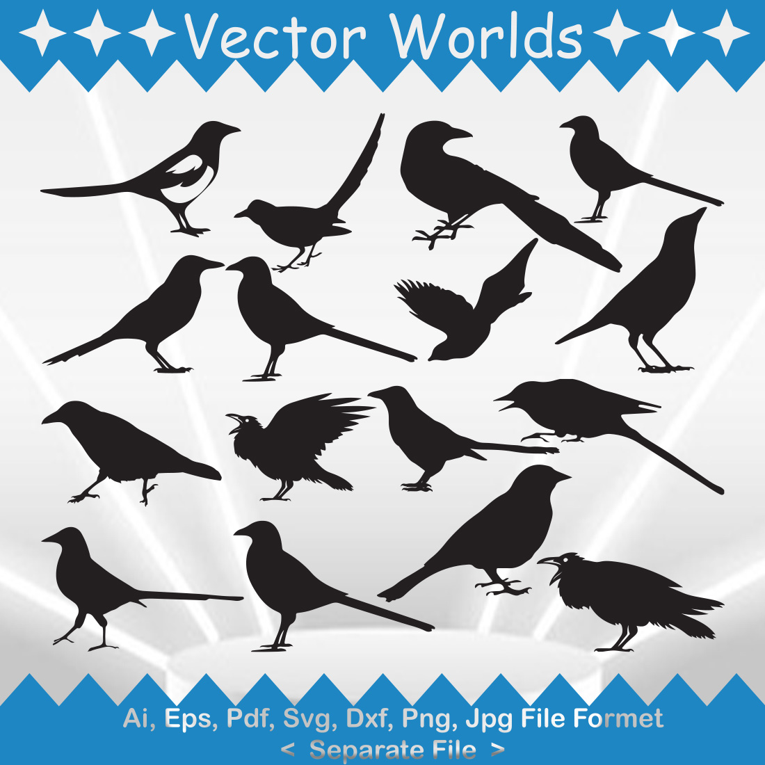 Magpie Bird SVG Vector Design preview image.