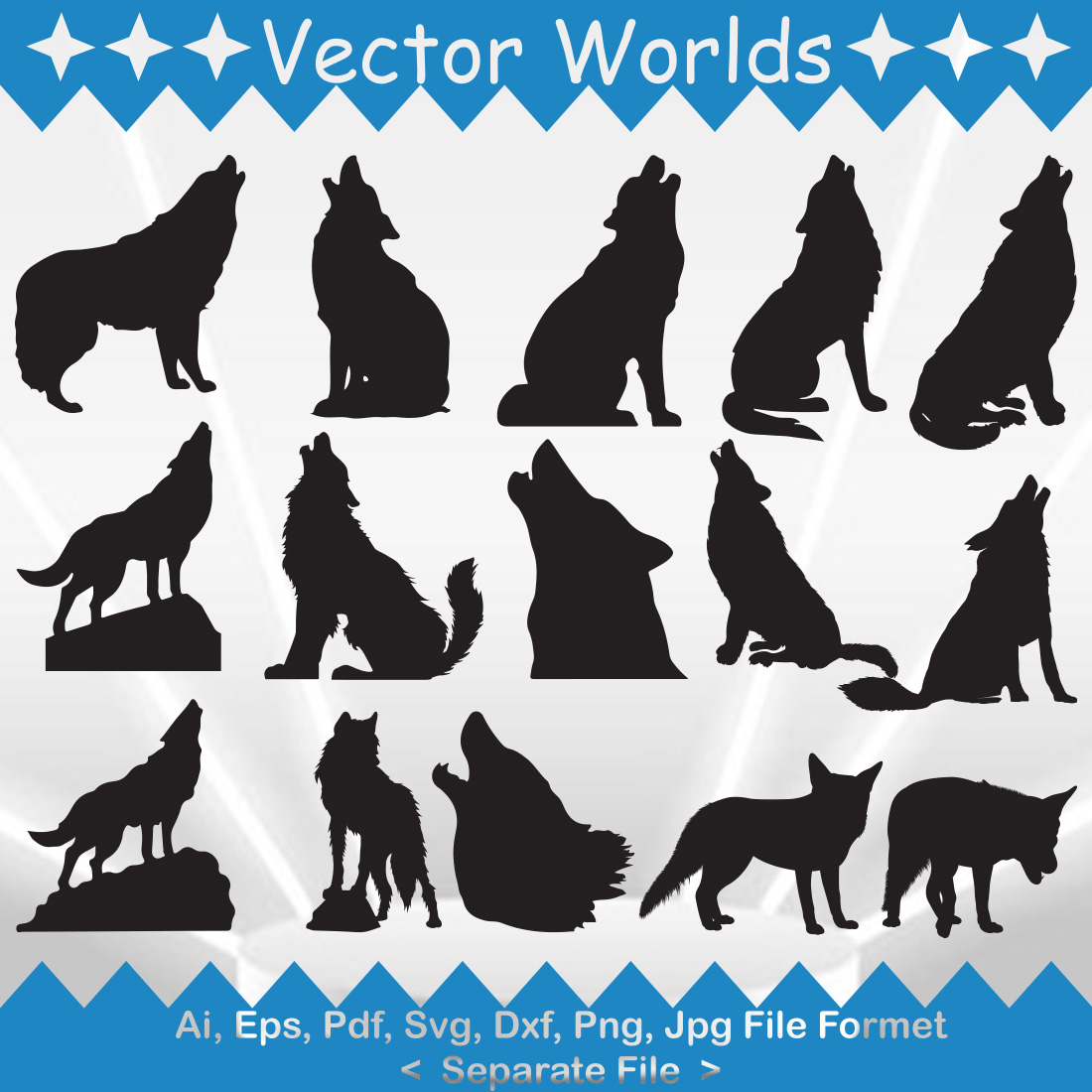 Howling Wolf SVG Vector Design preview image.