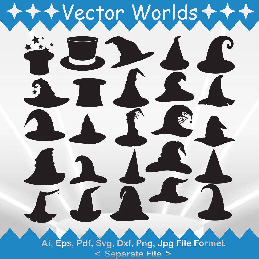 Magic Hats SVG Vector Design preview image.