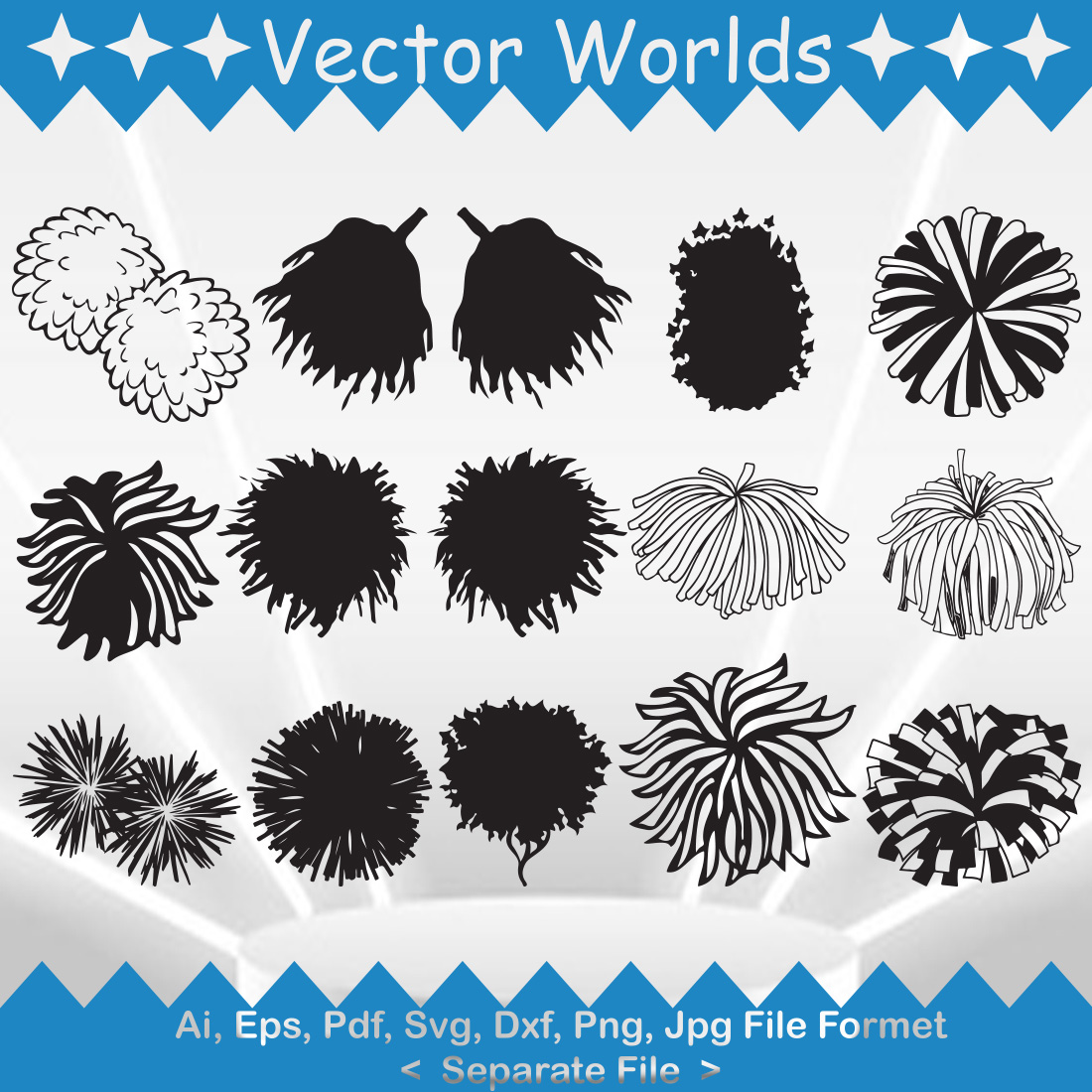 Pom poms SVG Vector Design cover image.