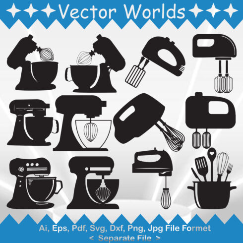 Kitchen Mixer SVG Vector Design cover image.