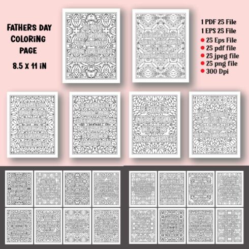 Fathers Day Quotes Coloring Page for Adults KDP cover image.