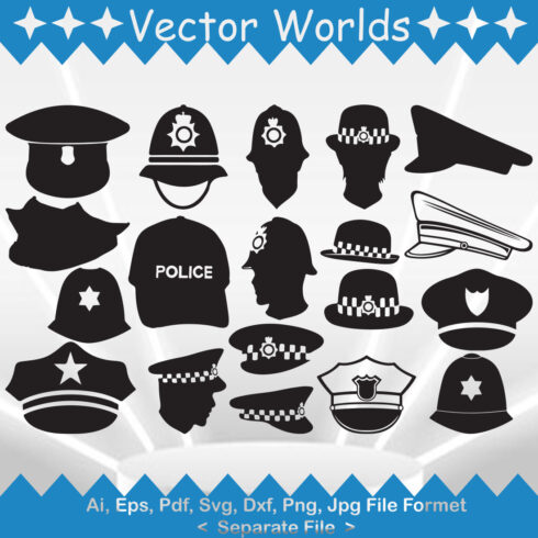 Police Hat SVG Vector Design cover image.