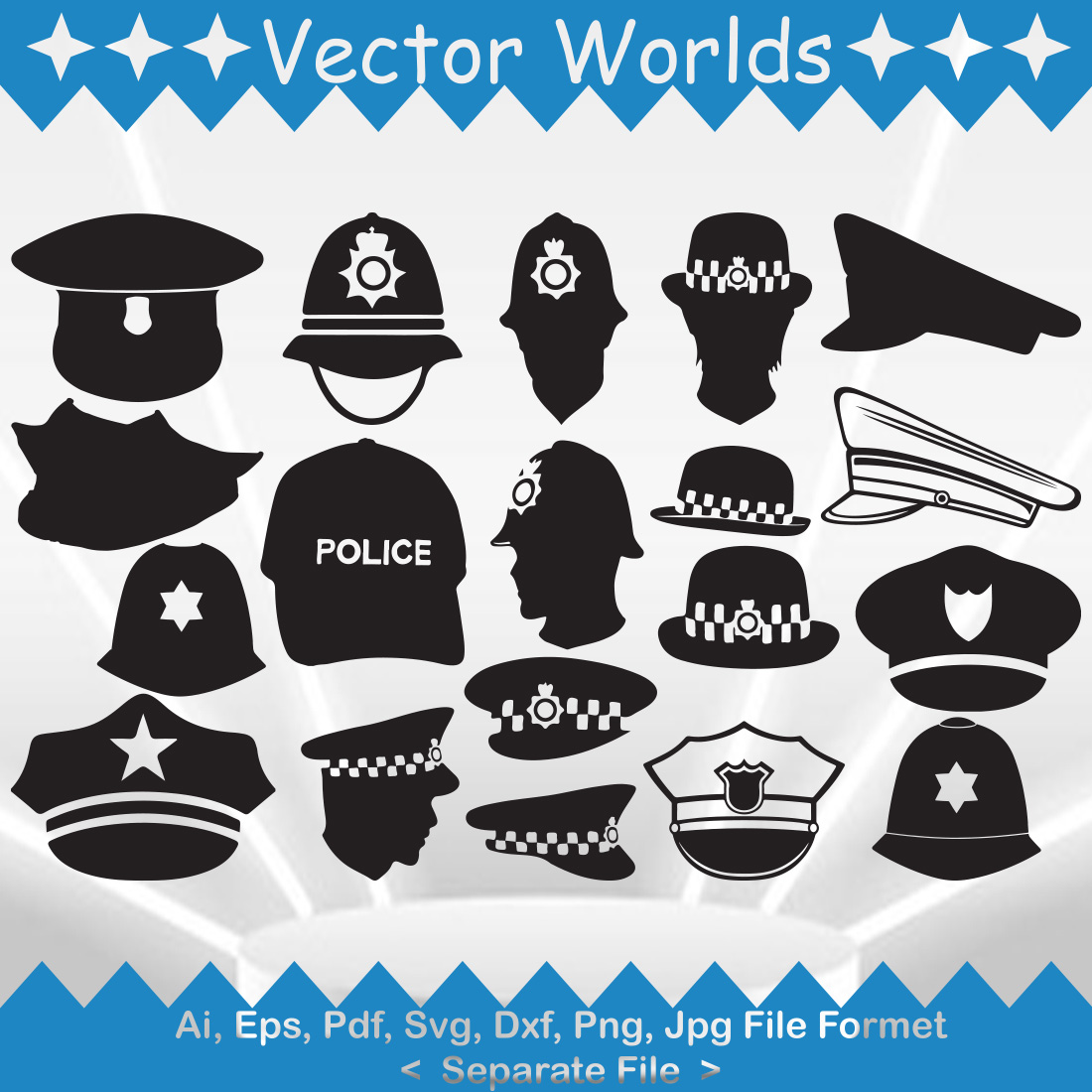 Police Hat SVG Vector Design cover image.